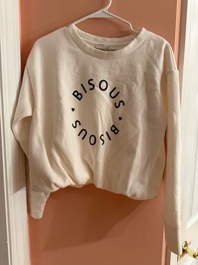 LOFT -BISOUS Cream Graphic Sweatshirt-NEW! Never worn! Small